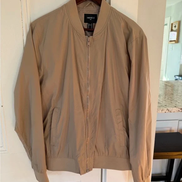 Forever 21 Men's Beige Bomber Jacket - Picture 1 of 2